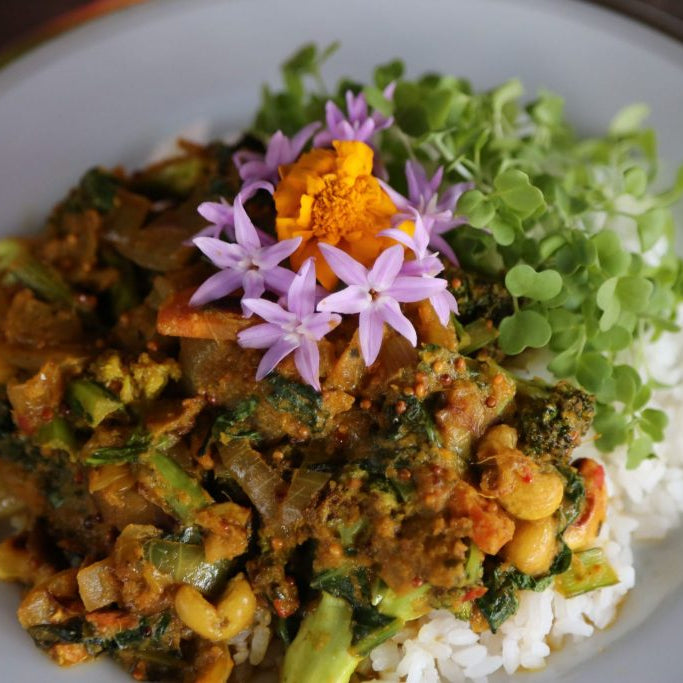Rainforest Bounty Curry with Alkaline Greens