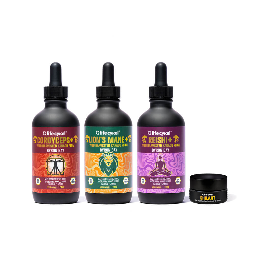 Elite Professional Athletes Pack - Lion's Mane, Cordyceps, Reishi & Shilajit Pure Resin