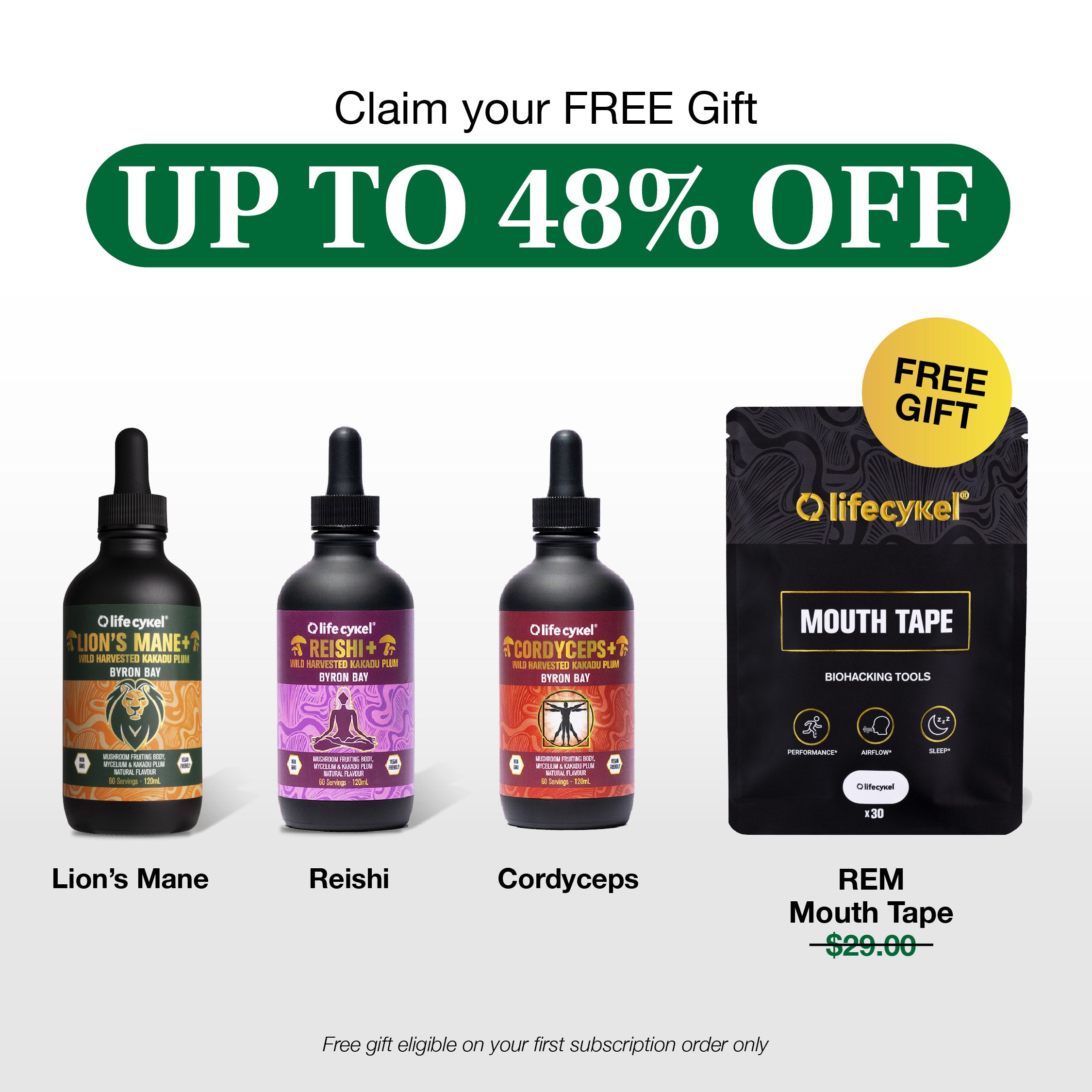 Professional Athlete's Pack - Lion's Mane, Cordyceps & Reishi