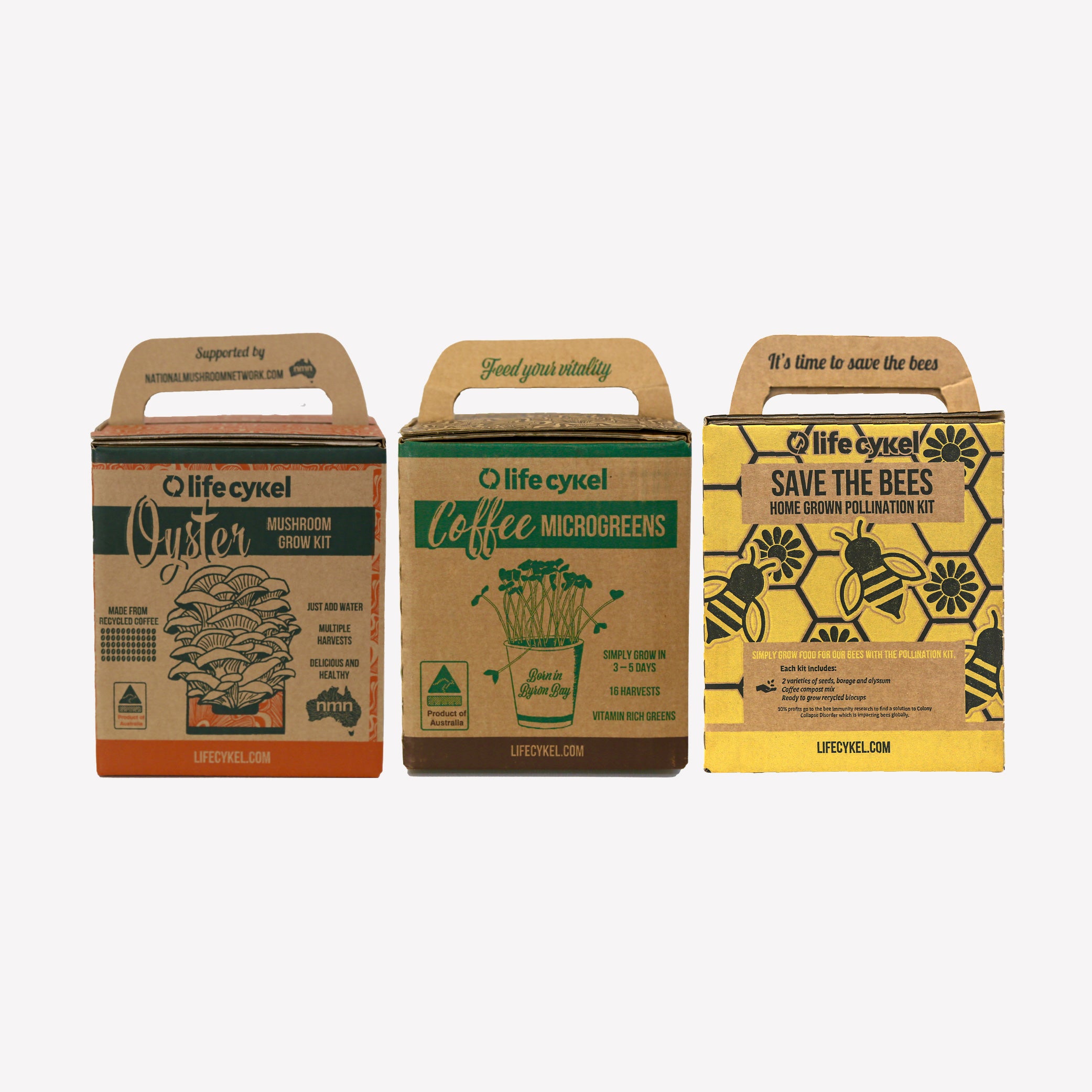 Grow Kit Bundle Pack - Oyster Mushroom, Alkaline Greens & Bee Pollination
