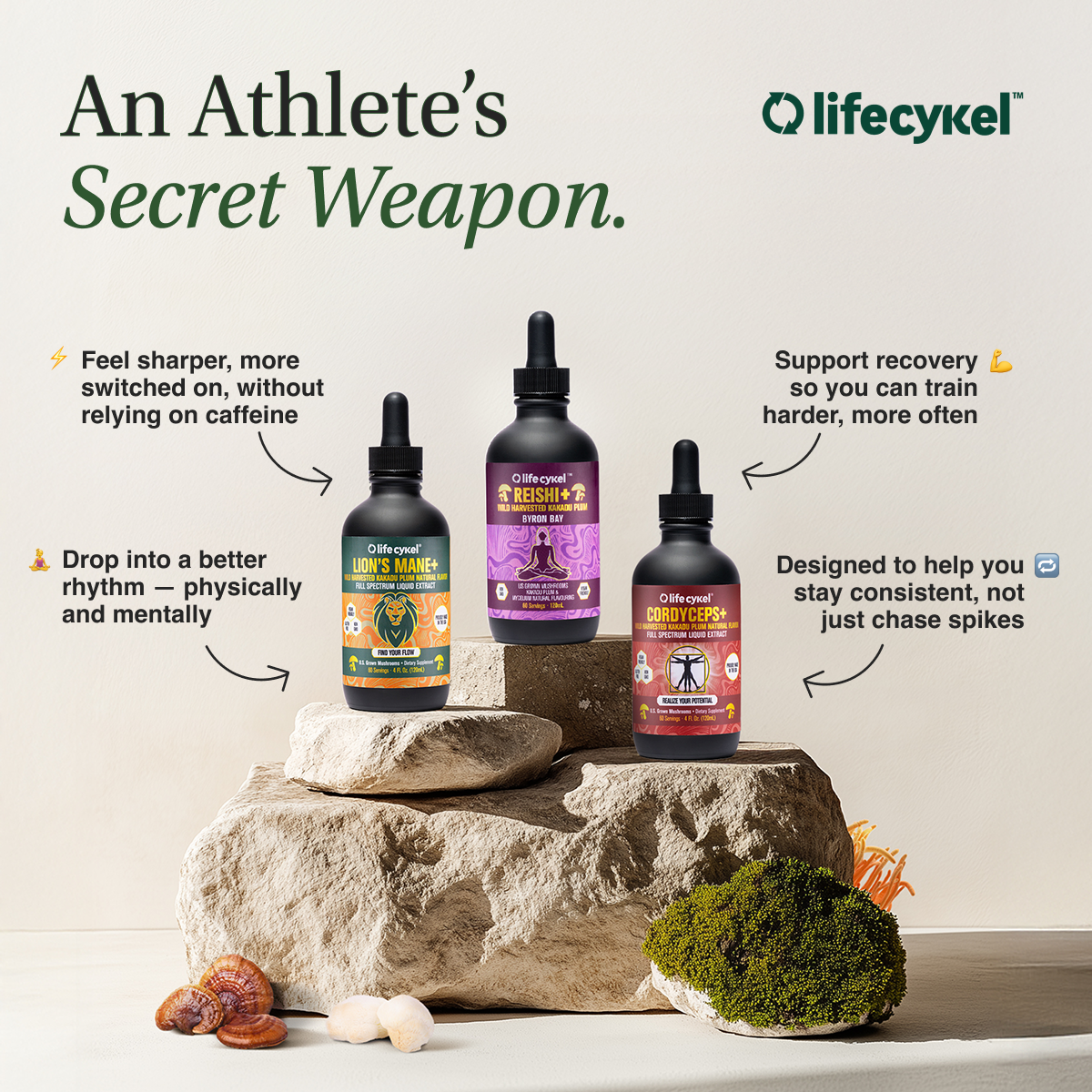 Professional Athlete's Pack - Lion's Mane, Cordyceps & Reishi